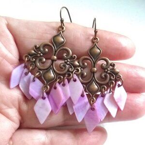 Chandelier Dangle Earrings! Copper & Lilac ~ Vibrant Playful Feminine & Sexy!